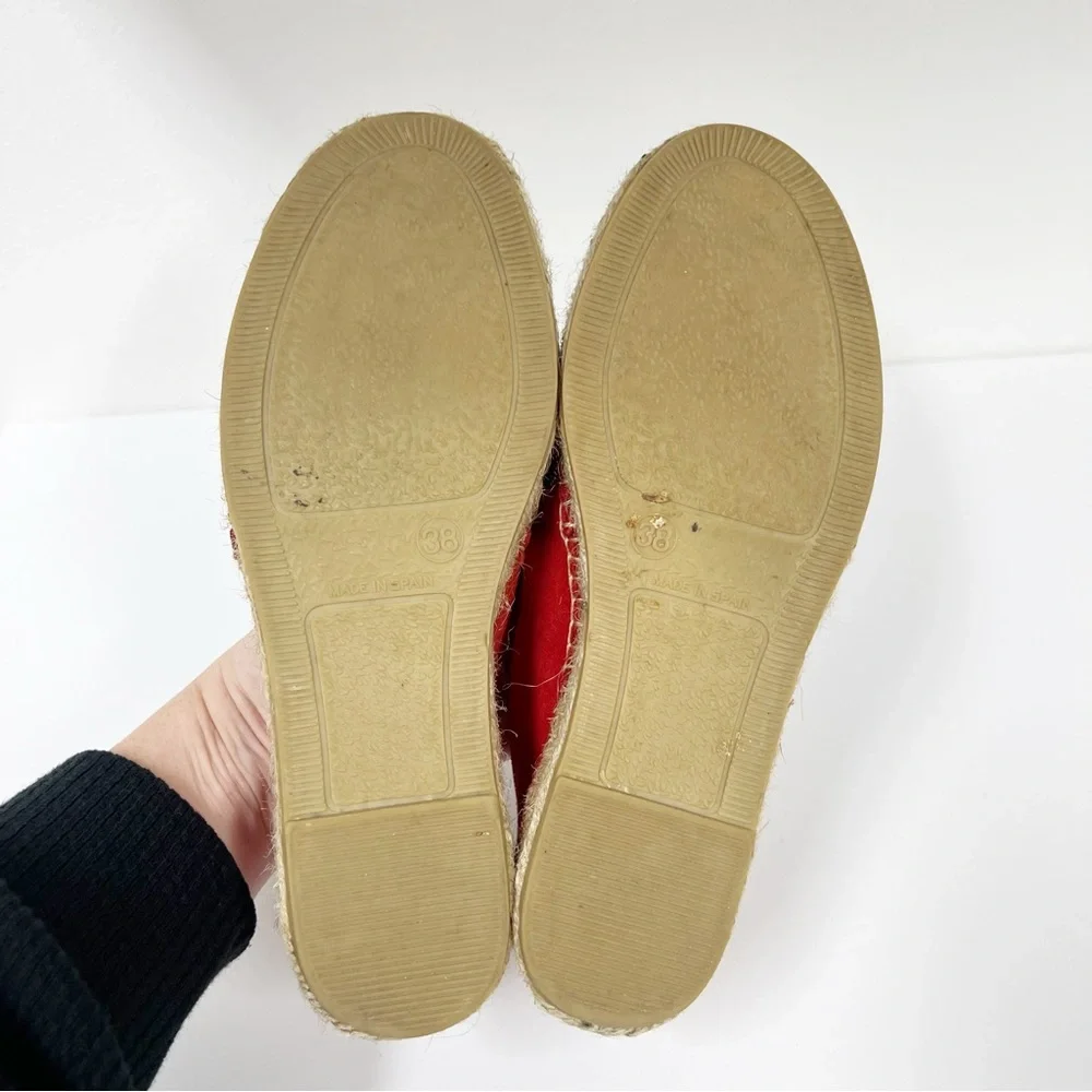 The Kooples Red Suede Studded Espadrilles 38 8